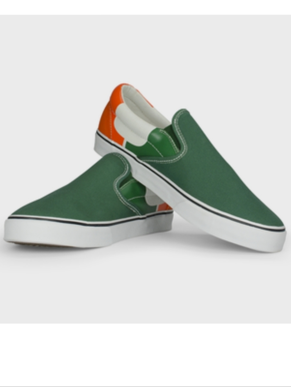 Row One Women's 7.5 U of Miami Slip-On Canvas Sneakers- Green & Orange NEW